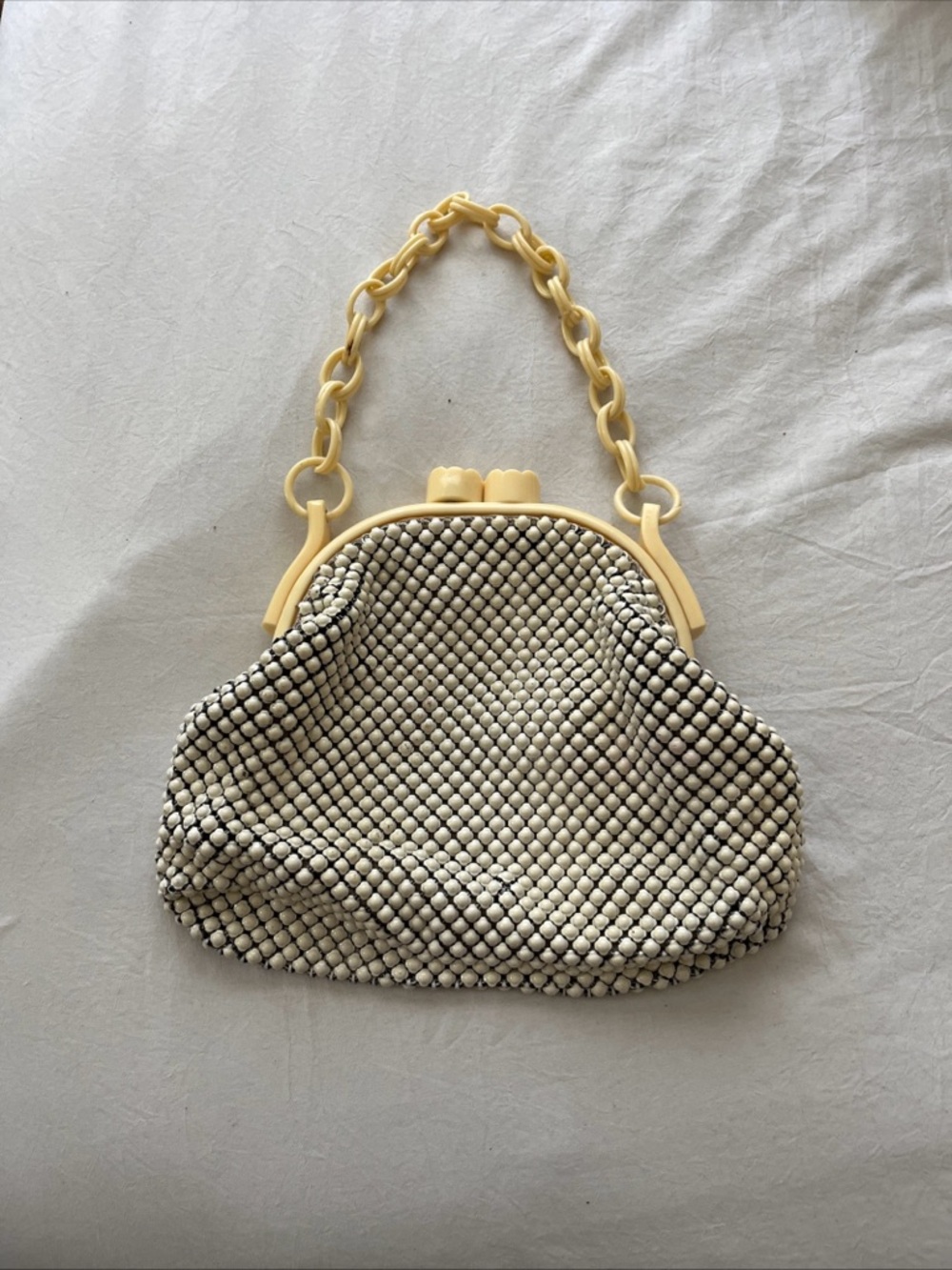 Vintage Whiting & Davis Cream Mesh Bag